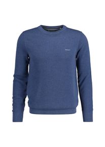 Sweater Gant "Strickpullover COTTON PIQUE C-NECK", Herren, Gr. XL, blau (jeansblau melange), Obermaterial: 100% Baumwolle CO., Sweatshirts Sweater