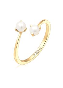 Perlenring Elli "Ring S&uuml;&szlig;wasserperle Verstellbar One Size 925 Silber" Gr. 54, gold, Fingerringe, Damen, 54, ohne Stein, Silber 925 (Sterlingsilber), 3mm, Perlenring