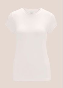 Madeleine Mode Kurzarmshirt MADELEINE "Jerseyshirt Kurzarm Jersey Basicoberteil", Damen, Gr. 44, wei&szlig; (perlwei&szlig;), Obermaterial: 95% Viskose CV. 5% Elasthan EL., Modern, normal, Shirts Kurzarmshirt, angenehme Stretchqualit&auml;t