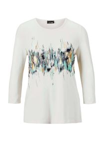 Print-Shirt GOLDNER "Shirt", Damen, Gr. 50, wei&szlig; (cremewei&szlig;), Obermaterial: 95% Viskose CV. 5% Elasthan EL., normal, Tubular, Shirts Print-Shirt, stretchbequemer Viskosejersey