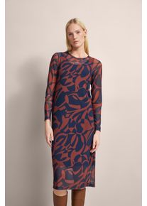 Blusenkleid Bugatti, Damen, Gr. L, Normalgr&ouml;&szlig;en, blau (marine), 90% Polyester, 10% Elasthan, unifarben, normal, Kleider Blusenkleid, mit Rundhalsausschnitt