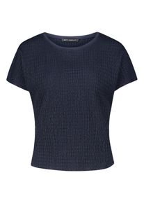 Rundhalsshirt Betty Barclay "Strukturshirt mit U-Boot-Ausschnitt", Damen, Gr. 44, blau (dunkelblau), Obermaterial: 97% Polyester PES. 3% Elasthan EL., Shirts Rundhalsshirt