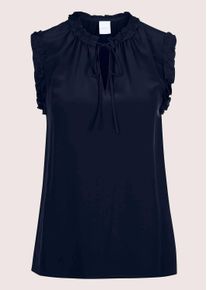 Madeleine Mode Kurzarmshirt MADELEINE "Blusentop &Auml;rmelloses Top aus reiner Seide", Damen, Gr. 38, blau (marine), Obermaterial: 100% Seide silk., Modern, normal, Shirts Kurzarmshirt