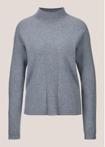 Madeleine Mode Longpullover MADELEINE "Strickpullover Kaschmir-Pullover mit Pointelle-Muster", Damen, Gr. 34, grau (steingrau, melange), Obermaterial: 90% Schurwolle WV. 10% Kaschmir WS., Modern, normal, Pullover Longpullover, Mit Ripp-und Ajourstrick