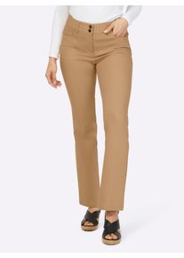 Bootcuthose Heine, Damen, Gr. 46, Normalgr&ouml;&szlig;en, braun (camel), 48% Baumwolle, 45% Polyester, 7% Elasthan, Miedereinsatz:15% Elasthan, 85% Polyamid, unifarben, lang, Hosen Bootcuthose