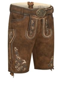 N&uuml;bler Trachtenlederhose N&Uuml;BLER "Lederhosen kurz Latz Manfred", Herren, Gr. 60, EURO, braun, Obermaterial: 100% Lammleder LEL., Hosen Trachtenlederhose