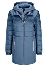 Langmantel GOLDNER "Kurzgr&ouml;&szlig;e Steppmantel mit Softshell-Einsatz", Damen, Gr. 24, blau (rauchblau), Obermaterial: 50% Polyamid PA. 47% Polyester PES. 3% Elasthan EL., M&auml;ntel Langmantel, mit Softshell-Einsatz
