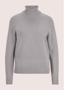 Madeleine Mode Longpullover MADELEINE "Strickpullover Schmaler Feinstrickpullover", Damen, Gr. 34, grau (steingrau, melange), Obermaterial: 70% Viskose CV. 30% Polyamid PA., Modern, normal, Rollkragen, Pullover Longpullover, Feinstrick