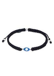 Armkette Kuzzoi "Armband Evil Eye Symbol Nylon Schwarz 925 Silber" Gr. 190, schwarz, Armb&auml;nder, Herren, Silber 925 (Sterlingsilber), Armkette