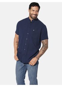 Kurzarmhemd Jan Vanderstorm "Kurzarmhemd ALBART", Damen, Gr. 6XL, weit, blau (dunkelblau), Obermaterial: 100% Baumwolle CO., Hemden Kurzarmhemd