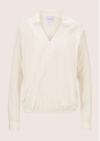 Madeleine Mode Langarmbluse MADELEINE "Bluse Bluse im Wickel-Look", Damen, Gr. 44, wei&szlig; (wollwei&szlig;), Obermaterial: 100% Viskose CV., Modern, normal, Blusen Langarmbluse