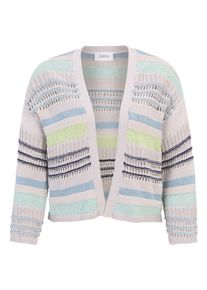 Cardigan Cartoon "Strick-Cardigan mit Color Blocking", Damen, Gr. 34, bunt (beige, blau), Obermaterial: 77% Baumwolle CO. 23% Polyester PES., Strickjacken Cardigan