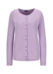 Strickjacke GOLDNER "Cardigan aus Baumwolle, Rundhals", Herren, Gr. 42, lila (flieder), Obermaterial: 100% Baumwolle CO., Modisch, Strickjacken Strickjacke, Piqu&eacute;-Optik
