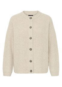 Strickjacke oxmo "Strickjacke OXBMMOLARA CARDIGAN", Damen, Gr. XL, beige (oatmeal melange), Obermaterial: 93% Polyester PES. 5% Wolle mw. 2% Elasthan EL., Strickjacken Strickjacke