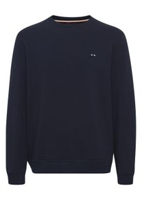 Rundhalspullover FQ1924 "Rundhalspullover FQWILLIAM crew neck logo sweat", Herren, Gr. S, blau (salute), Obermaterial: 42% Baumwolle CO. 38% Polyester PES. 15% Viskose CV. 5% Elasthan EL., Pullover Rundhalspullover