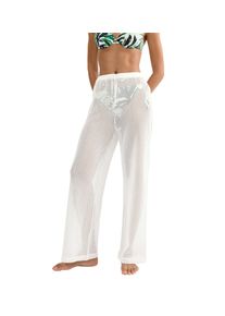Strandhose Triumph "Beach MyWear Crochet Trousers", Damen, Gr. 46, N-Gr, silk wei&szlig;, Strick, Obermaterial: 95% Polyester, 5% Elasthan, Hosen Strandhose, weiches H&auml;keldesign