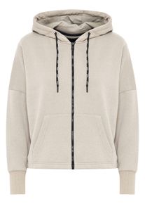 Sweatjacke oxmo "Sweatjacke OXSanice", Damen, Gr. XXL, beige (oyster), Obermaterial: 55% Polyester PES. 45% Baumwolle CO., Sweatjacken Sweatjacke