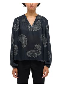 Langarmbluse Mustang "Damen Style Feminine", Damen, Gr. 36, schwarz 12826, Chiffon, 100% Modal, regular fit, Blusen Langarmbluse