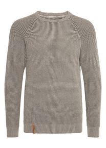Strickfleece-Pullover INDICODE "Strickpullover IDRockford", Herren, Gr. XL, grau (iron), Obermaterial: 100% Baumwolle CO., Pullover Strickfleece-Pullover