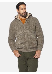 Strickjacke Jan Vanderstorm "Outdoor Strickjacke INGLAND", Herren, Gr. 3XL, braun (braun melange), Obermaterial: 70% Polyacryl PAN. 30% Wolle mw., Strickjacken Strickjacke