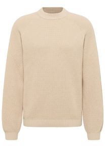 Cardigan Mustang "Herren Style Elwood", Herren, Gr. S, beige, Strick, 100% Baumwolle, regular fit, Rundhals, Strickjacken Cardigan