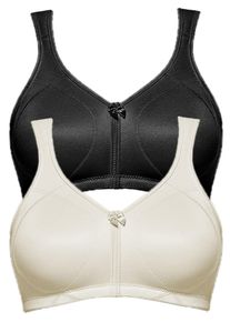 Entlastungs-BH SuSa "2er Pack Entlastungs BH Topsy Plus", Damen, Gr. 80, Cup F, bunt (schwarz champagnermicro), Stoff, Obermaterial: 78% Polyamid PA. 22% Elasthan EL., BHs Entlastungs-BH