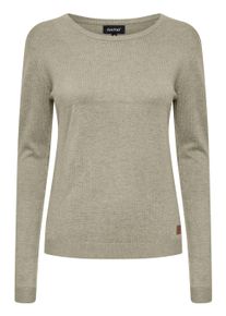 Strickfleece-Pullover oxmo "Strickpullover OXEdda", Damen, Gr. S, gr&uuml;n (seagrass melange), Obermaterial: 70% Viskose CV. 30% Nylon NY., Pullover Strickfleece-Pullover