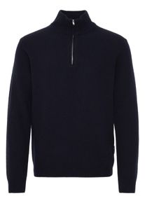 Troyer Casual Friday "Troyer CFKARL halfzip lambswool knit", Herren, Gr. L, blau (schwarz navy), Feinstrick, Obermaterial: 80% Wolle WO. 20% Polyamid PA., unifarben, normal, Pullover Troyer