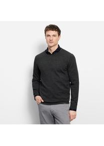 Rundhalspullover OLYMP "OLYMP Strick Casual", Herren, Gr. M (46), grau (anthrazit), Obermaterial: 100% Baumwolle, schmal, Rundhals, Pullover Rundhalspullover, Crew Neck