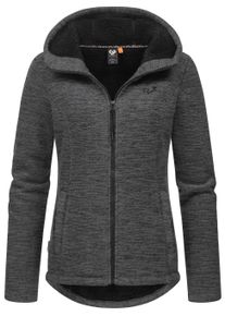 Kapuzensweatjacke Ragwear "Kapuzenstrickjacke Lyshka Melange", Damen, Gr. 3XL, grau (dunkelgrau), Obermaterial: 56% Baumwolle CO. 44% Polyester PES. Futter: 100% Polyester PES., Sweatjacken Kapuzensweatjacke
