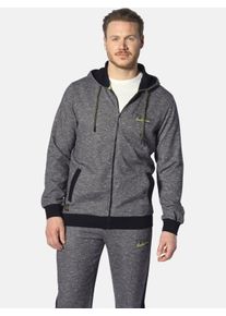 Kapuzensweatjacke Jan Vanderstorm "Sweatjacke RUMOLT", Herren, Gr. XXL, schwarz (schwarz melange), Obermaterial: 100% Baumwolle CO., normal, ohne Ausschnitt, Sweatjacken Kapuzensweatjacke