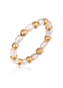 Perlenring Elli "Ring S&uuml;&szlig;wasserperlen Beads 925 Silber vergoldet" Gr. 58, gold, Fingerringe, Damen, 58, ohne Stein, Silber 925 (Sterlingsilber), Perlenring