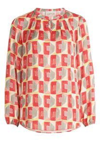 Klassische Bluse Cartoon "Casual-Bluse mit Kn&ouml;pfen", Damen, Gr. 40, bunt (rot, grau), Obermaterial: 100% Viskose CV., Blusen Klassische Bluse