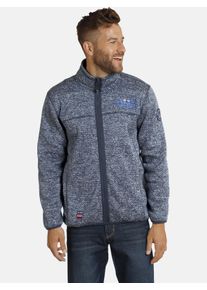 Sweatjacke Jan Vanderstorm "Strickfleecejacke KOLMUND", Herren, Gr. 4XL, blau (dunkelblau), Obermaterial: 100% Polyester COOLMAX PES(Coolmax)., Sweatjacken Sweatjacke