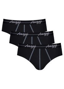 Slip Sloggi "Slip Start midi C3P box 3er Pack", Herren, Gr. S, schwarz, Obermaterial: 96% Baumwolle CO. 4% Elasthan EL., Unterhosen Slip