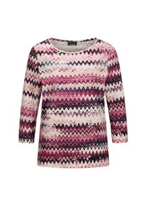 Print-Shirt GOLDNER "Halbarm-Viskosebluse, Zickzack-Design", Damen, Gr. 50, pink (beere, gemustert), Obermaterial: 95% Viskose CV. 5% Elasthan EL., Modisch, U-Boot-Ausschnitt, Shirts Print-Shirt, Zickzack-Muster