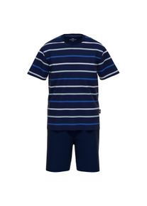 G&ouml;tzburg Schlafanzug G&Ouml;TZBURG "Pyjama", Herren, Gr. S, blau (blau, wei&szlig;), Obermaterial: 60% Baumwolle CO. 40% Polyester PES., Homewear-Sets Schlafanzug