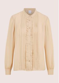 Madeleine Mode Langarmbluse MADELEINE "Seidenbluse Elegante Bluse mit R&uuml;schen", Damen, Gr. 46, beige, Obermaterial: 100% Seide silk., Modern, Blusen Langarmbluse