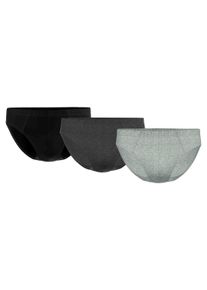 Slip Seidensticker "Slip 3er Pack", Herren, Gr. L, bunt (schwarz, grau), Obermaterial: 95% Baumwolle CO. 5% Elasthan EL., Unterhosen Slip