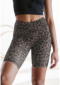 active by Lascana Radlerhose LASCANA ACTIVE, Damen, Gr. 44/46, N-Gr, braun (braun leo), Obermaterial: 79% Polyester, 21% Elasthan, figurbetont kniefrei, Hosen Radlerhose, mit Leo-Print, Topseller