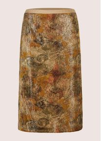 Madeleine Mode Sommerrock MADELEINE "Samtrock Eleganter Rock mit Paisley-Design", Damen, Gr. 38, beige (beige, schwarz, multicolor), Obermaterial: 47% Polyester PES. 33% Viskose CV. 14% Polyamid PA. 6% Elasthan EL., Modern, R&ouml;cke Sommerrock