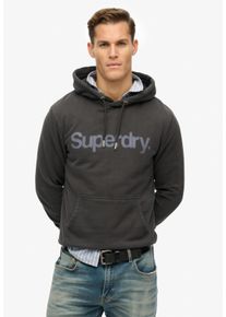 Kapuzensweatshirt Superdry "CORE LOGO CITY HOOD", Herren, Gr. L, schwarz (washed schwarz), angeraute Sweatware, Obermaterial: 100% Baumwolle, bedruckt, relaxed fit, Rundhals, Rippb&uuml;ndchen, Sweatshirts Kapuzensweatshirt
