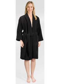 Damenbademantel HAMMETEX "Ren, 100% Baumwolle" Gr. XXXL, schwarz, L:100cm, Baumwolle, Hausm&auml;ntel, Damenbademantel, 380 g/m&sup2; Frottee Bademantel mit Taschen &ndash; Saugf&auml;hig & Weich