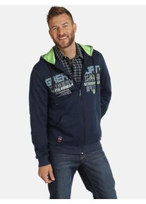 Kapuzensweatjacke Jan Vanderstorm "Sweatjacke STORR", Herren, Gr. 5XL, blau (dunkelblau), Obermaterial: 100% Baumwolle CO., Sweatjacken Kapuzensweatjacke