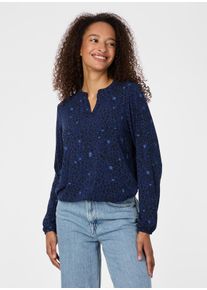 Langarmshirt Ragwear "SANTICA PRINT", Damen, Gr. S, night blau, Jersey, Obermaterial: 48% Viskose, 47% Polyester, 5% Elasthan, bedruckt, normal, V-Ausschnitt, Shirts Langarmshirt, Viskosemischung mit Gummizug und Allover-Print