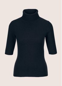 Madeleine Mode Longpullover MADELEINE "Kaschmirpullover Luxuri&ouml;ser Strickpullover mit Rollkragen", Damen, Gr. 36/38, blau (marine), Obermaterial: 100% Kaschmir WS., Modern, normal, Pullover Longpullover, Kaschmirpullover mit Halbarm