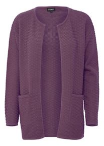 Strickjacke oxmo "Strickjacke OXMiline", Damen, Gr. M, lila (grape jam), Obermaterial: 60% Polyacryl PAN. 40% Baumwolle CO., unifarben, ca. Mitte Oberschenkel, Strickjacken Strickjacke