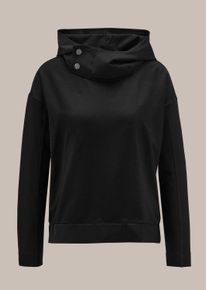 Madeleine Mode Langarmshirt MADELEINE "Sweatshirt Sweatshirt mit Kapuze", Damen, Gr. 36, schwarz, Obermaterial: 95% Viskose CV. 5% Elasthan EL., Modern, weit, Rundhals, Shirts Langarmshirt