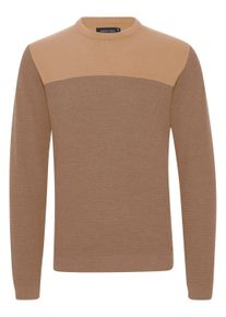 Strickfleece-Pullover INDICODE "Strickpullover IDLabel", Herren, Gr. L, beige (cornstalk), Obermaterial: 80% Baumwolle CO. 20% Polyamid PA., Pullover Strickfleece-Pullover