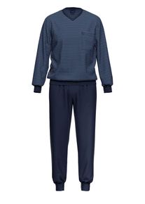 Schlafanzug Ammann "Schlafanzug lang Men / Nightwear", Damen, Gr. 102, blau, Obermaterial: 62% Baumwolle CO. 38% Polyester PES., Homewear-Sets Schlafanzug